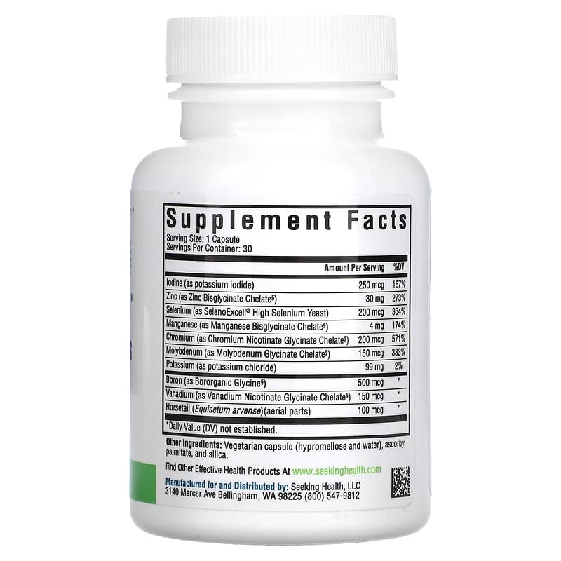 Seeking Health Trace Minerals Complex II Iron & Copper Free 30 Vegetarian Capsules 2 Thành phần vi chất của Seeking Health Trace Minerals Complex II Iron & Copper Free 30 Vegetarian Capsules 810007521275