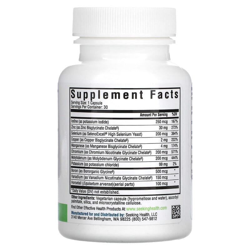 Seeking Health Trace Minerals Complex Iron Free 30 Vegetarian Capsules 2 Thành phần vi chất của Seeking Health Trace Minerals Complex Iron Free 30 Vegetarian Capsules 810007521268
