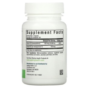 Thành phần vi chất của Seeking Health Vitamin D3 + K2 60 Vegetarian Capsules 810007521367