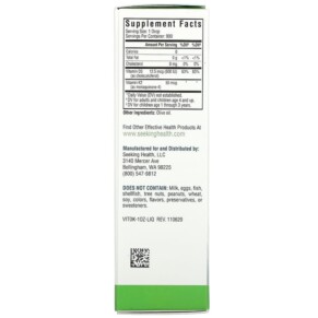 Thành phần vi chất của Seeking Health Vitamin D3 + K2 Drops 1 fl oz (30 ml) 810007521350