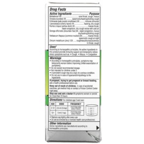 Thành phần vi chất của Similasan Kids Cold & Mucus Relief Kids 2+ Natural Grape 4 fl oz (118 ml) 094841256153