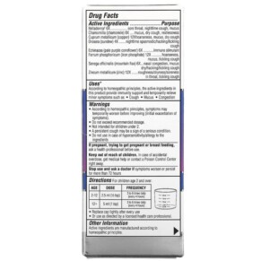 Thành phần vi chất của Similasan Kids Cough & Cold Relief Nighttime Kids 2+ Natural Grape 4 fl oz (118 ml) 094841256146