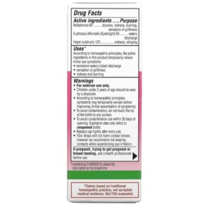 Thành phần vi chất của Similasan Pink Eye Relief Sterile Eye Drops 0.33 fl oz (10 ml) 094841300344