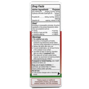 Thành phần vi chất của Similasan Redness & Itchy Eye Relief 0.33 fl oz (10 ml) 094841300634