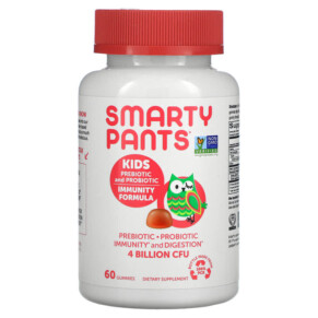 Thực phẩm chức năng SmartyPants Kids Prebiotic and Probiotic Immunity Formula Strawberry Creme 2 Billion CFU 60 Gummies 817053020059