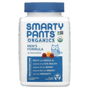 Thực phẩm chức năng SmartyPants Organics Men's Formula Raspberry Orange and Cherry 120 Vegetarian Gummies 817053020820