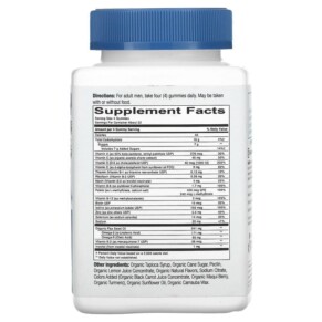 Thành phần vi chất của SmartyPants Organics Men's Formula Raspberry Orange and Cherry 90 Vegetarian Gummies 817053020974