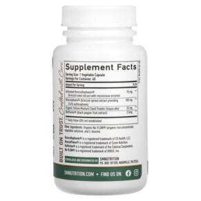 Thành phần vi chất của SMNutrition Activated Sulforaphane Complex with Myrosinase & Mustard Seed 60 Capsules 850005458166