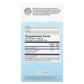 Thành phần vi chất của Solaray CranActin Urinary Tract Health 400 mg 180 VegCaps 076280084221