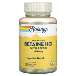 Thực phẩm chức năng Solaray High Potency Betaine HCL with Pepsin 650 mg 100 VegCaps 076280048148