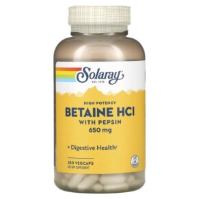 Thực phẩm chức năng Solaray High Potency Betaine HCL with Pepsin 650 mg 250 VegCaps 076280048155