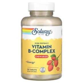Thực phẩm chức năng Solaray High Potency Vitamin B-Complex Chewable Natural Strawberry 50 Tablets 076280042658