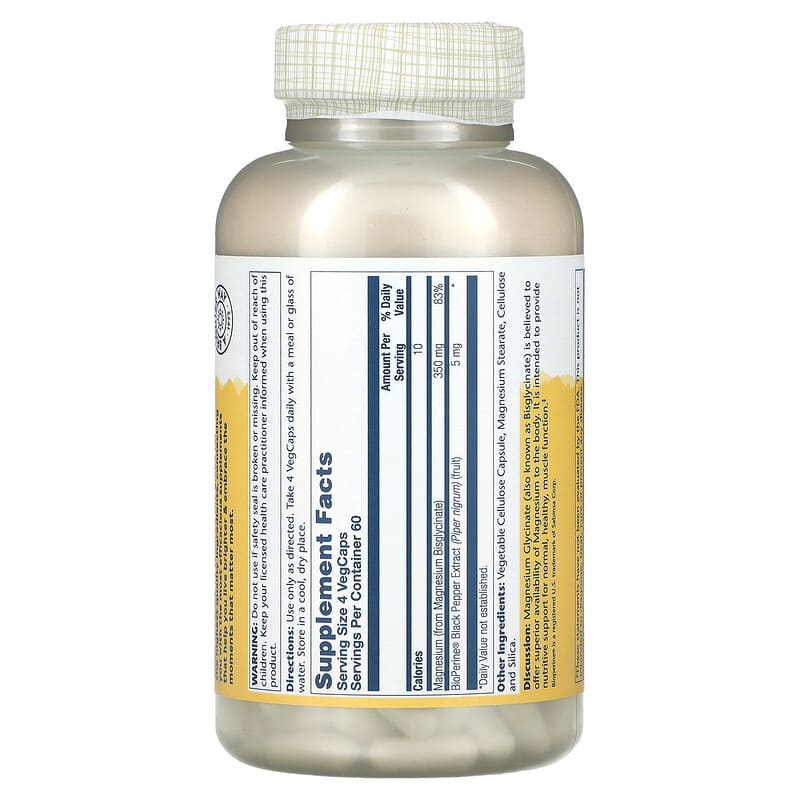 Solaray Higher Absorption Magnesium Glycinate 350 mg 240 VegCaps 2 Thành phần vi chất của Solaray Higher Absorption Magnesium Glycinate 350 mg 240 VegCaps 076280895049