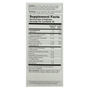 Thành phần vi chất của Solaray ImmuFight Daily Defense 60 VegCaps 076280370201