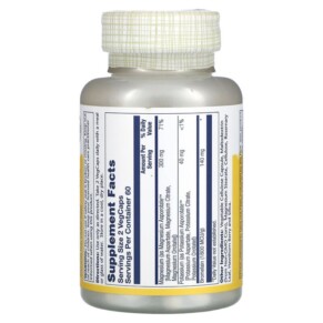 Thành phần vi chất của Solaray Magnesium Potassium Asporotates with Bromelain 120 VegCaps 076280045178