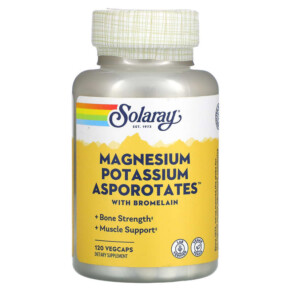 Thực phẩm chức năng Solaray Magnesium Potassium Asporotates with Bromelain 120 VegCaps 076280045178