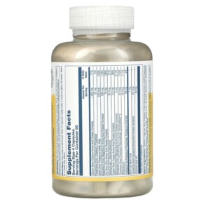 Thành phần vi chất của Solaray Mega Multi Mineral Iron Free 200 Capsules 076280045147