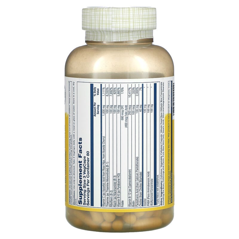 Solaray Mega Vitamin B-Stress Timed-Release 240 VegCaps 2 Thành phần vi chất của Solaray Mega Vitamin B-Stress Timed-Release 240 VegCaps 076280042429