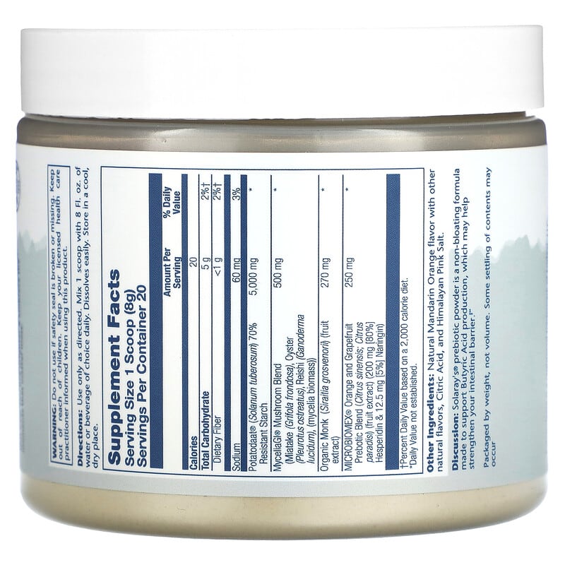 Solaray Mycrobiome Prebiotic Powder Natural Citrus 5.64 oz (160 g) 2 Thành phần vi chất của Solaray Mycrobiome Prebiotic Powder Natural Citrus 5.64 oz (160 g) 076280355307
