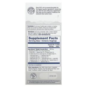 Thành phần vi chất của Solaray Mycrobiome Probiotic Weight Formula 50 Billion 30 VegCaps 076280693034