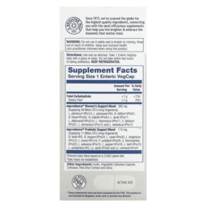 Thành phần vi chất của Solaray Mycrobiome Probiotic Women's Formula 50 Billion 30 Enteric VegCaps 076280737202
