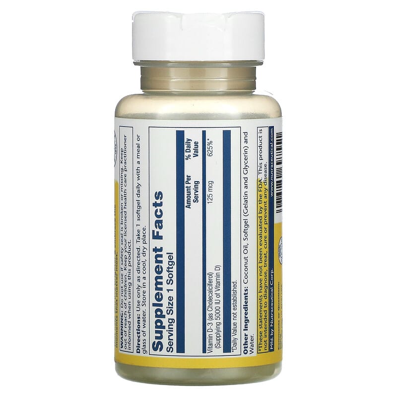 Solaray Super Bio Vitamin D-3 125 mcg 120 Softgels 2 Thành phần vi chất của Solaray Super Bio Vitamin D-3 125 mcg 120 Softgels 076280697551