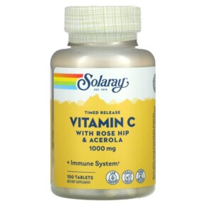Thực phẩm chức năng Solaray Timed Release Vitamin C with Rose Hip & Acerola 1.000 mg 100 Tablets 076280044539