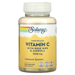 Thực phẩm chức năng Solaray Timed Release Vitamin C with Rose Hips & Acerola 1.000 mg 100 VegCaps 076280044508