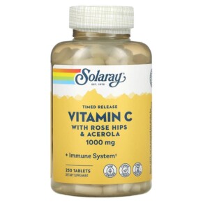 Thực phẩm chức năng Solaray Timed Release Vitamin C with Rose Hips & Acerola 1.000 mg 250 Tablets 076280044546