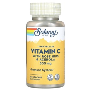 Thực phẩm chức năng Solaray Timed Release Vitamin C with Rose Hips & Acerola 500 mg 100 VegCaps 076280044003