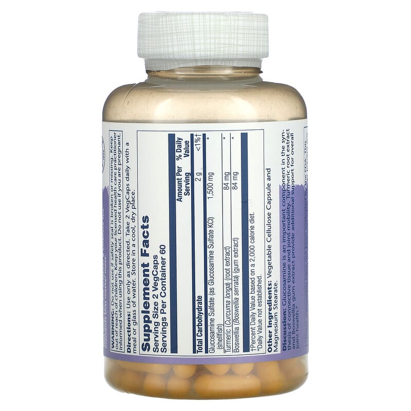 Solaray Two Daily Glucosamine Sulfate with Turmeric & Boswellia 1.500 mg 120 VegCaps 2 Thành phần vi chất của Solaray Two Daily Glucosamine Sulfate with Turmeric & Boswellia 1.500 mg 120 VegCaps 076280081527