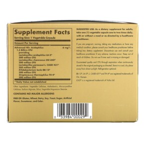 Thành phần vi chất của Solgar Advanced 40+ Acidophilus 120 Vegetable Capsules 033984000292