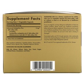 Thành phần vi chất của Solgar Advanced Acidophilus Plus 120 Vegetable Capsules 033984000254