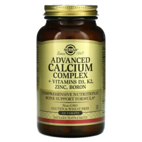 Thực phẩm chức năng Solgar Advanced Calcium Complex + Vitamins D3 K2 Zinc Boron 120 Tablets 033984000285