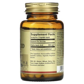 Thành phần vi chất của Solgar Alpha Lipoic Acid 200 mg 50 Vegetable Capsules 033984000582