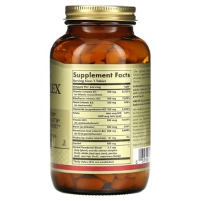 Thành phần vi chất của Solgar B-Complex "100" 250 Tablets 033984011625