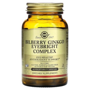 Thực phẩm chức năng Solgar Bilberry Ginkgo Eyebright Complex 60 Vegetable Capsules 033984003156