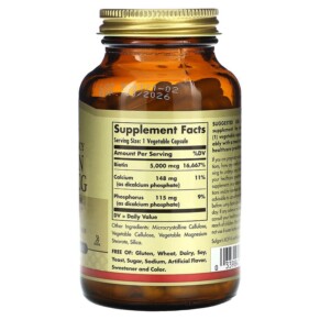 Thành phần vi chất của Solgar Biotin 5.000 mcg 100 Vegetable Capsules 033984003149