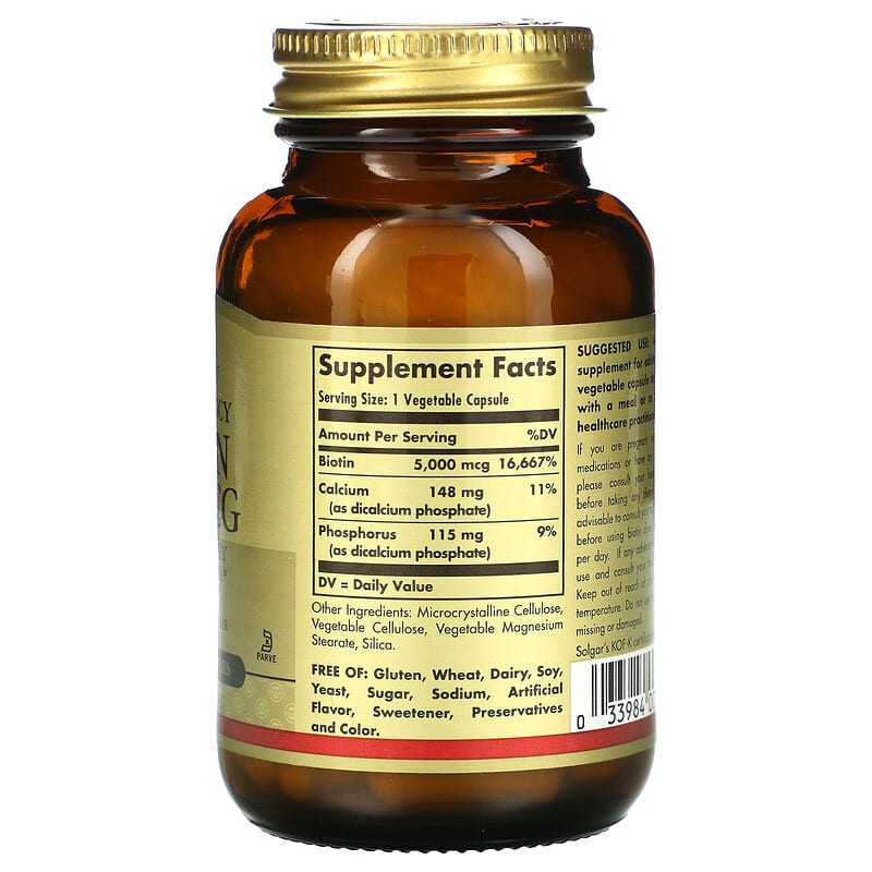 Solgar Biotin 5.000 mcg 50 Vegetable Capsules 2 Thành phần vi chất của Solgar Biotin 5.000 mcg 50 Vegetable Capsules 033984003132