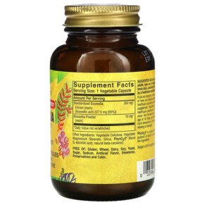 Thành phần vi chất của Solgar Boswellia Resin Extract 60 Vegetable Capsules 033984041141