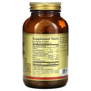 Thành phần vi chất của Solgar Brewer's Yeast 7 1/2 Grains with Vitamin B12 250 Tablets 033984004009