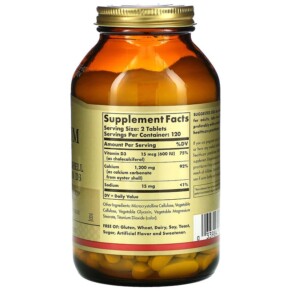 Thành phần vi chất của Solgar Calcium "600" from Oyster Shell with Vitamin D3 240 Tablets 033984004177