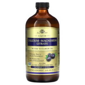 Thực phẩm chức năng Solgar Calcium Magnesium Citrate Liquid with Vitamin D3 Blueberry 16 fl oz (473 ml) 033984358317