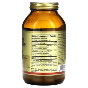 Thành phần vi chất của Solgar Calcium Magnesium Plus Boron 250 Tablets 033984005167