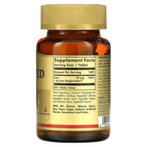 Thành phần vi chất của Solgar Chelated Iron 100 Tablets 033984006805