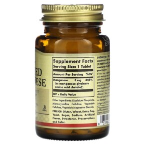 Thành phần vi chất của Solgar Chelated Manganese 100 Tablets 033984007208