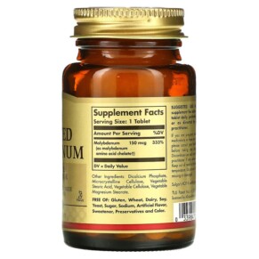 Thành phần vi chất của Solgar Chelated Molybdenum 100 Tablets 033984007406