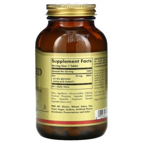 Thành phần vi chất của Solgar Chelated Zinc 250 Tablets 033984008014