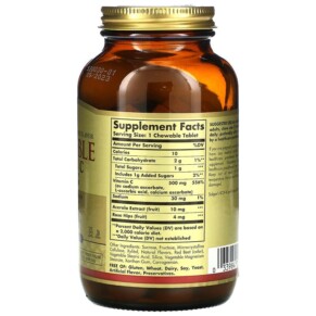 Thành phần vi chất của Solgar Chewable Vitamin C Natural Cran-Raspberry 500 mg 90 Chewable Tablets 033984004085