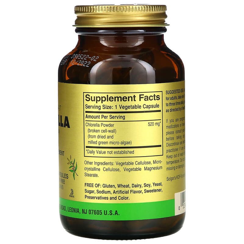 Solgar Chlorella (Broken Cell-Wall) 100 Vegetable Capsules 2 Thành phần vi chất của Solgar Chlorella (Broken Cell-Wall) 100 Vegetable Capsules 033984038189